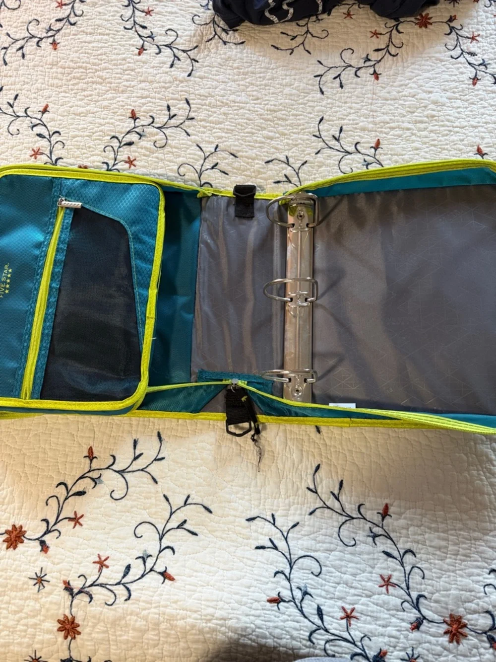 Five Star Teal Binder Organizer with Lime Trim